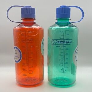 2 Nalgene Narrow Mouth Water Bottles 32 0z / 1000 ml